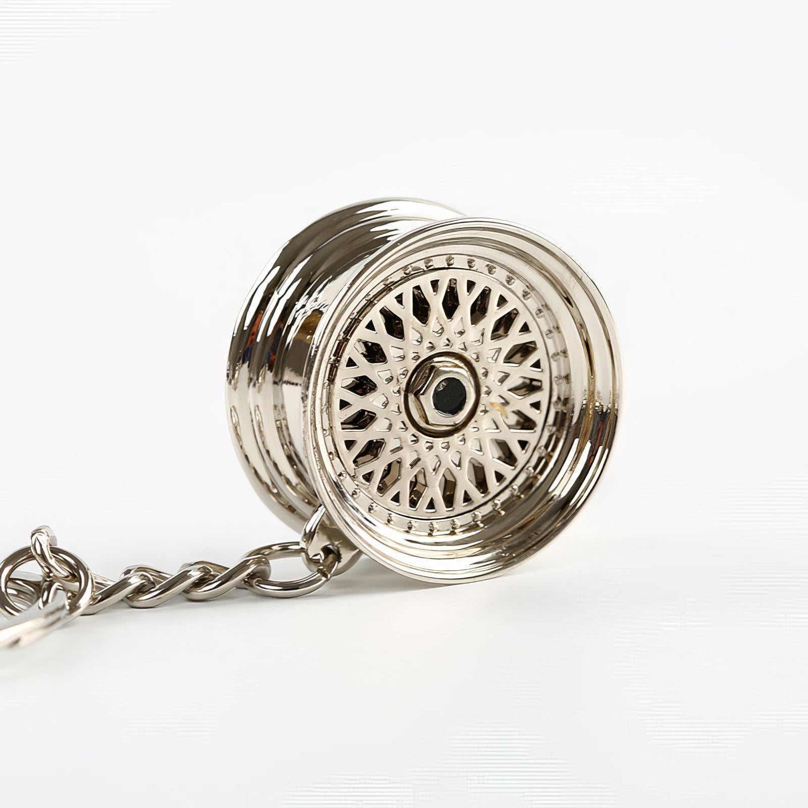 BBS Mesh Wheel keychain with silver center.