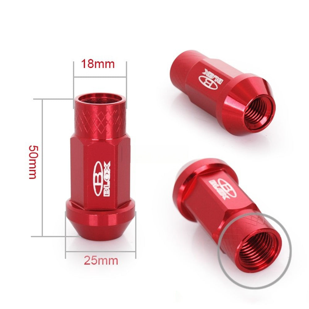 BLOX Spike Lug Nuts 50mm in red.