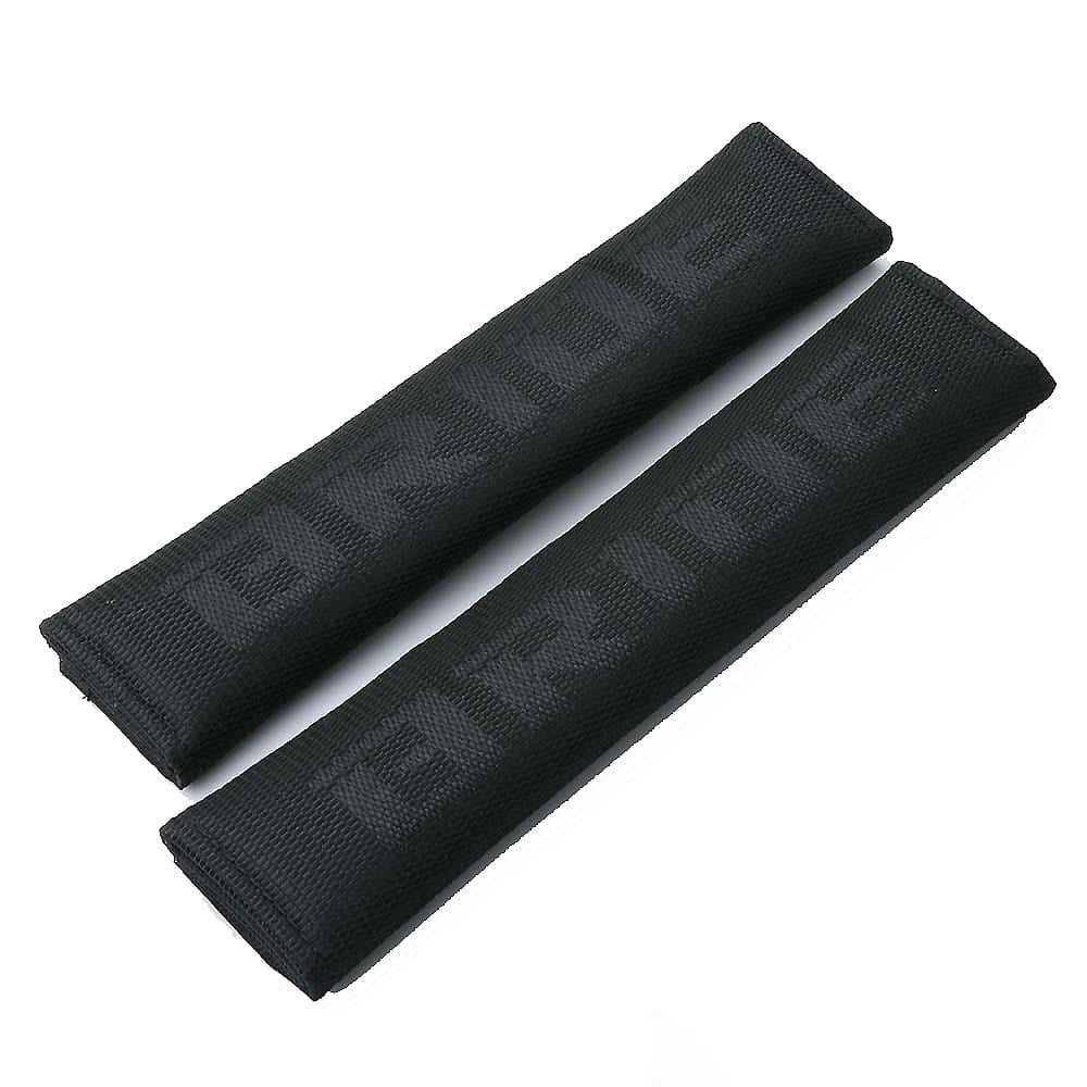 Bride racing fabric seat belt shoulder pads in black.