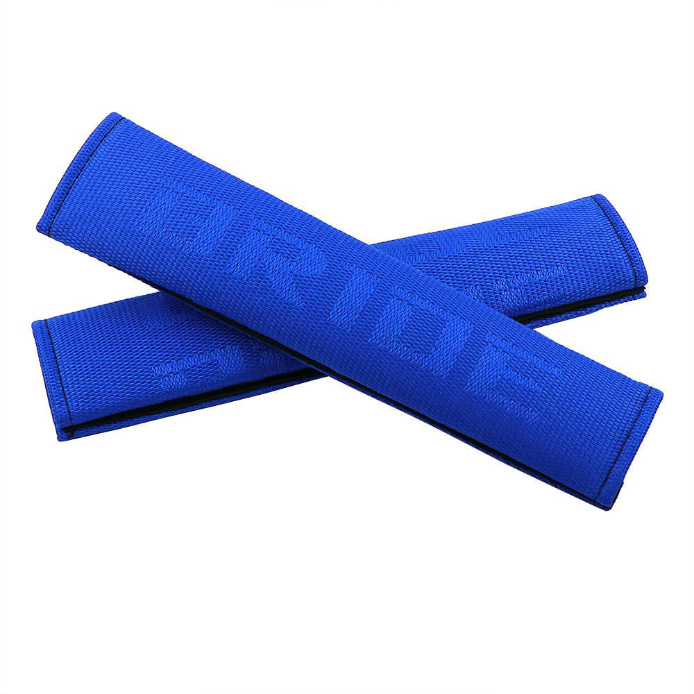 Bride racing fabric seat belt shoulder pads in blue.