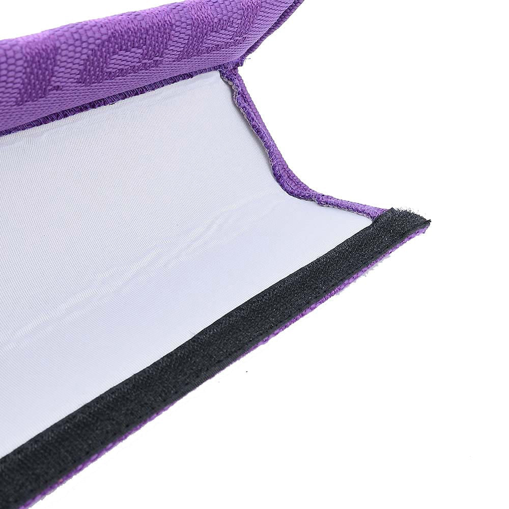 Bride racing fabric seat belt shoulder pads in purple details.