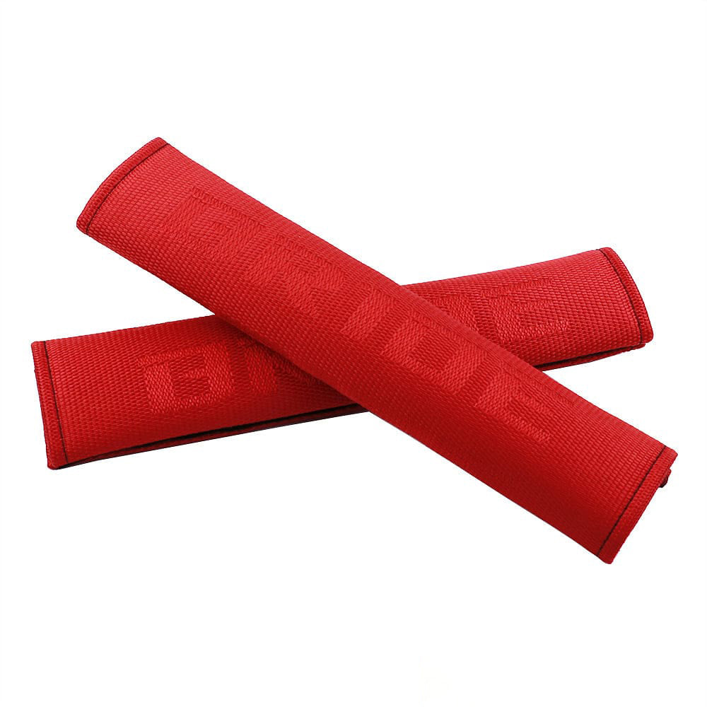 Bride racing fabric seat belt shoulder pads in red.