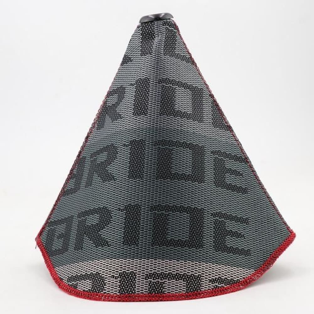 Bride racing JDM gear shift boot cover in gray gradient.