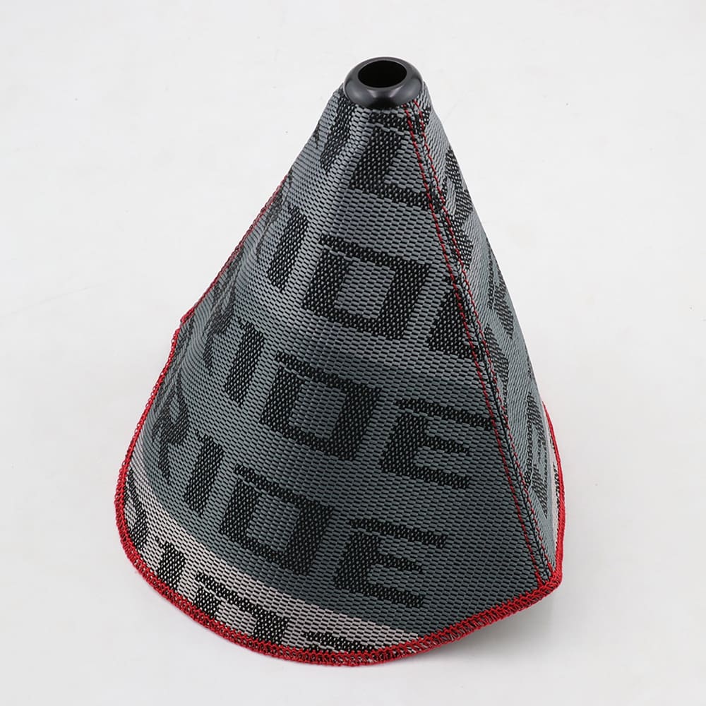 Bride racing JDM gear shift boot cover in gray gradient.