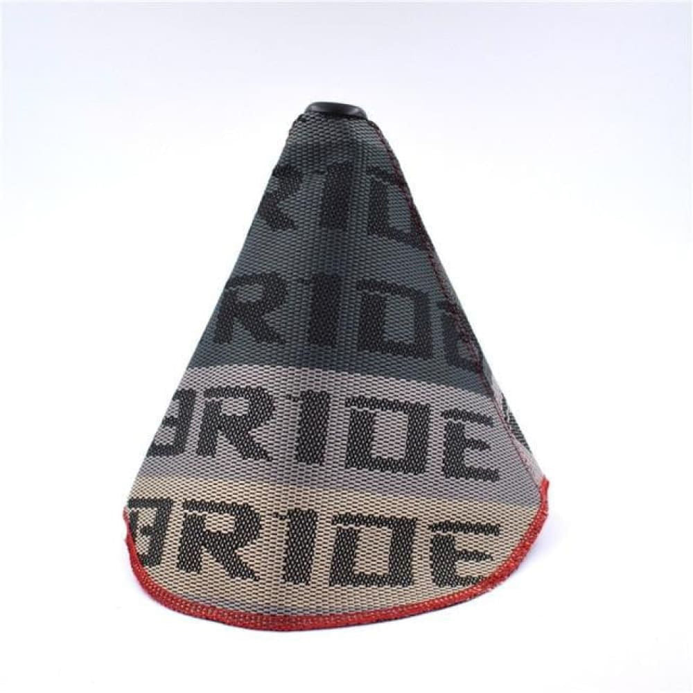 Bride racing JDM gear shift boot cover in gray gradient.