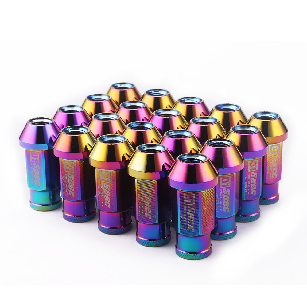 D1 Spec Racing Lug Nuts 52mm in neochrome color.