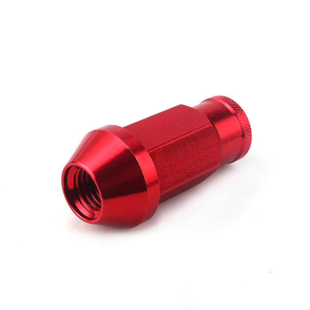 D1 Spec Racing Lug Nuts 52mm in red color. 
