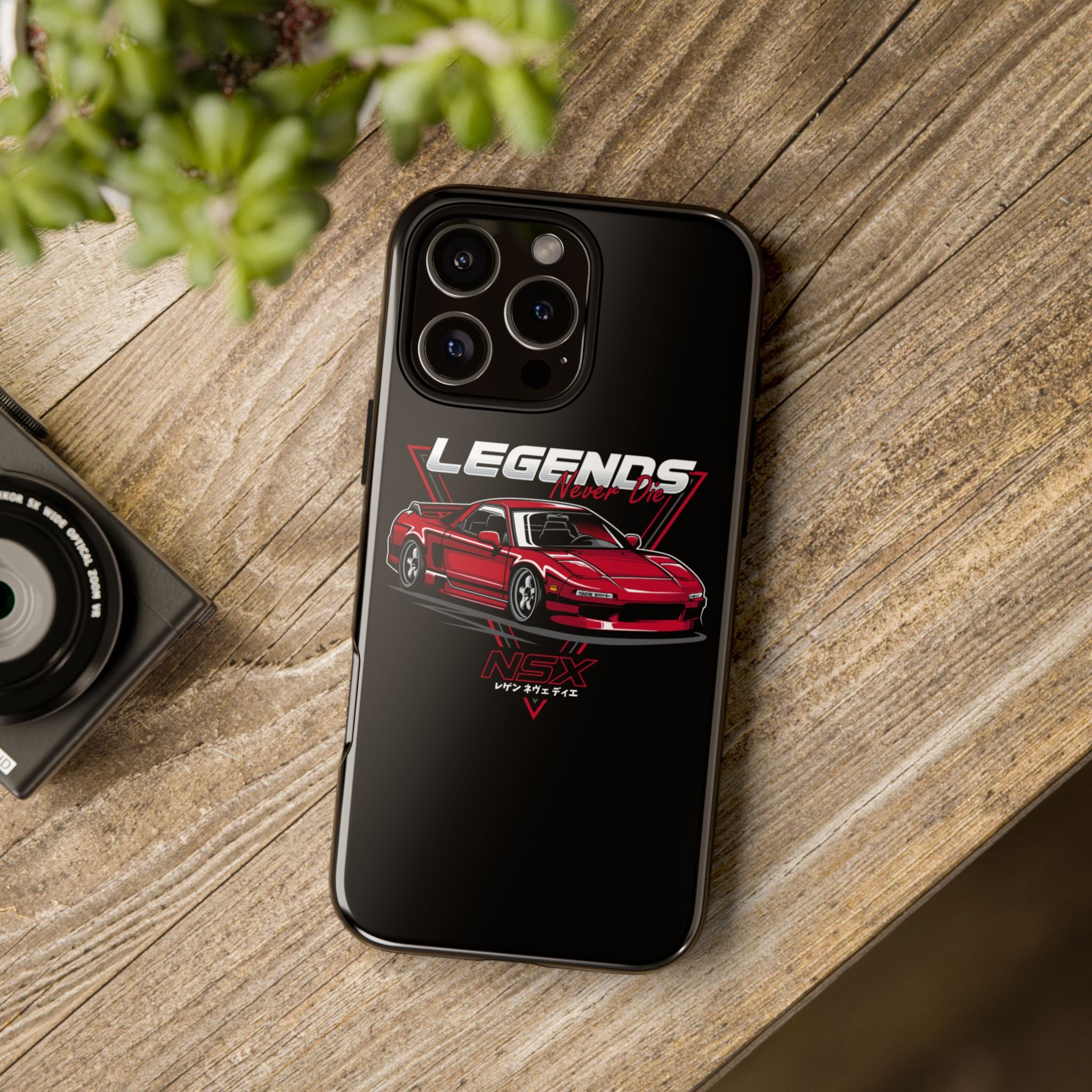 Black phone case with Honda NSX design.