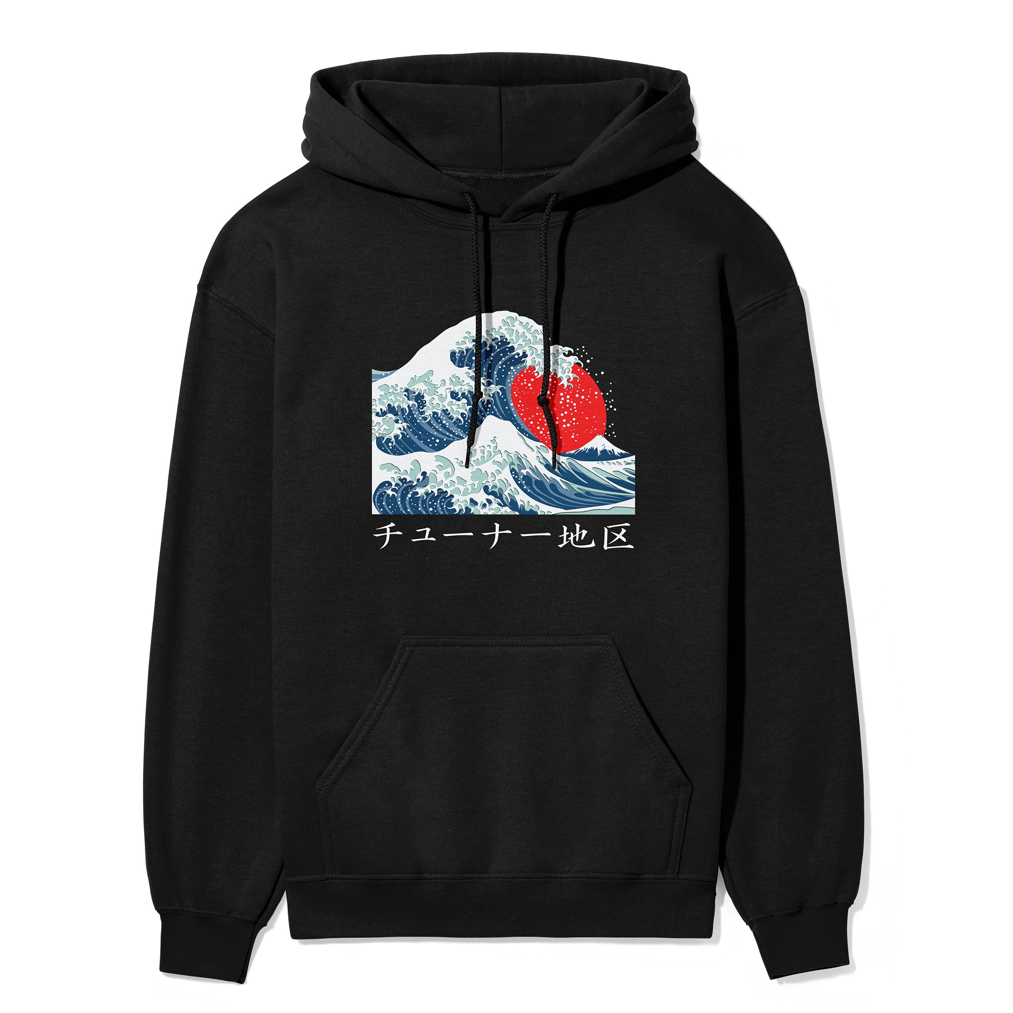 Japanese Waves Kanagawa - Car Hoodie - Black.