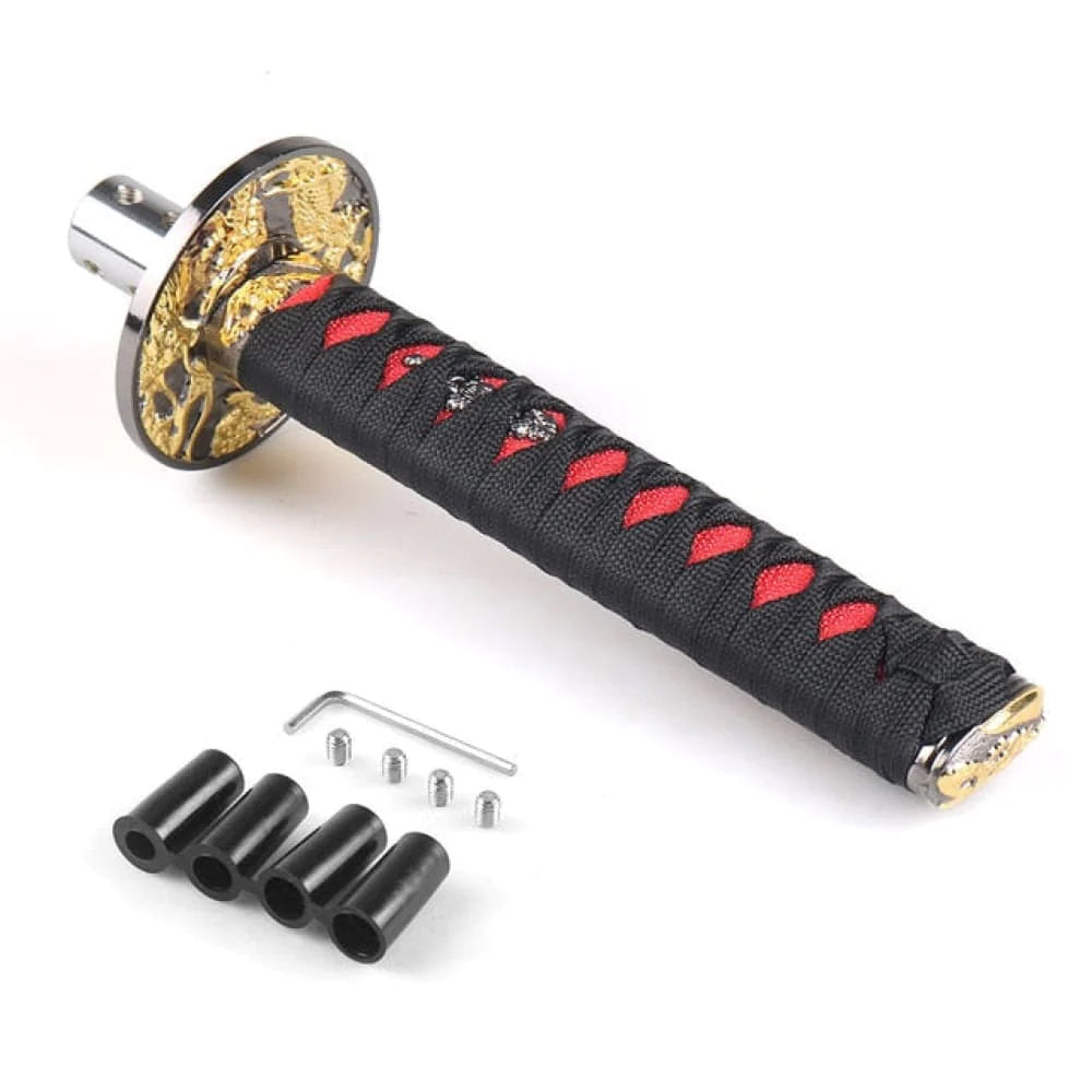 Katana Samurai Sword Shift Knob in 20cm length with black/red handle.