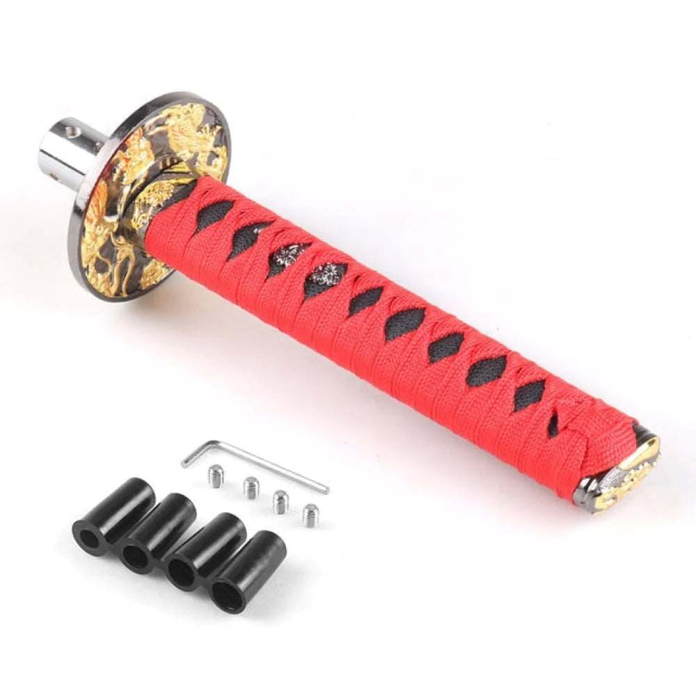 Katana Samurai Sword Shift Knob in 20cm length with red/black handle.