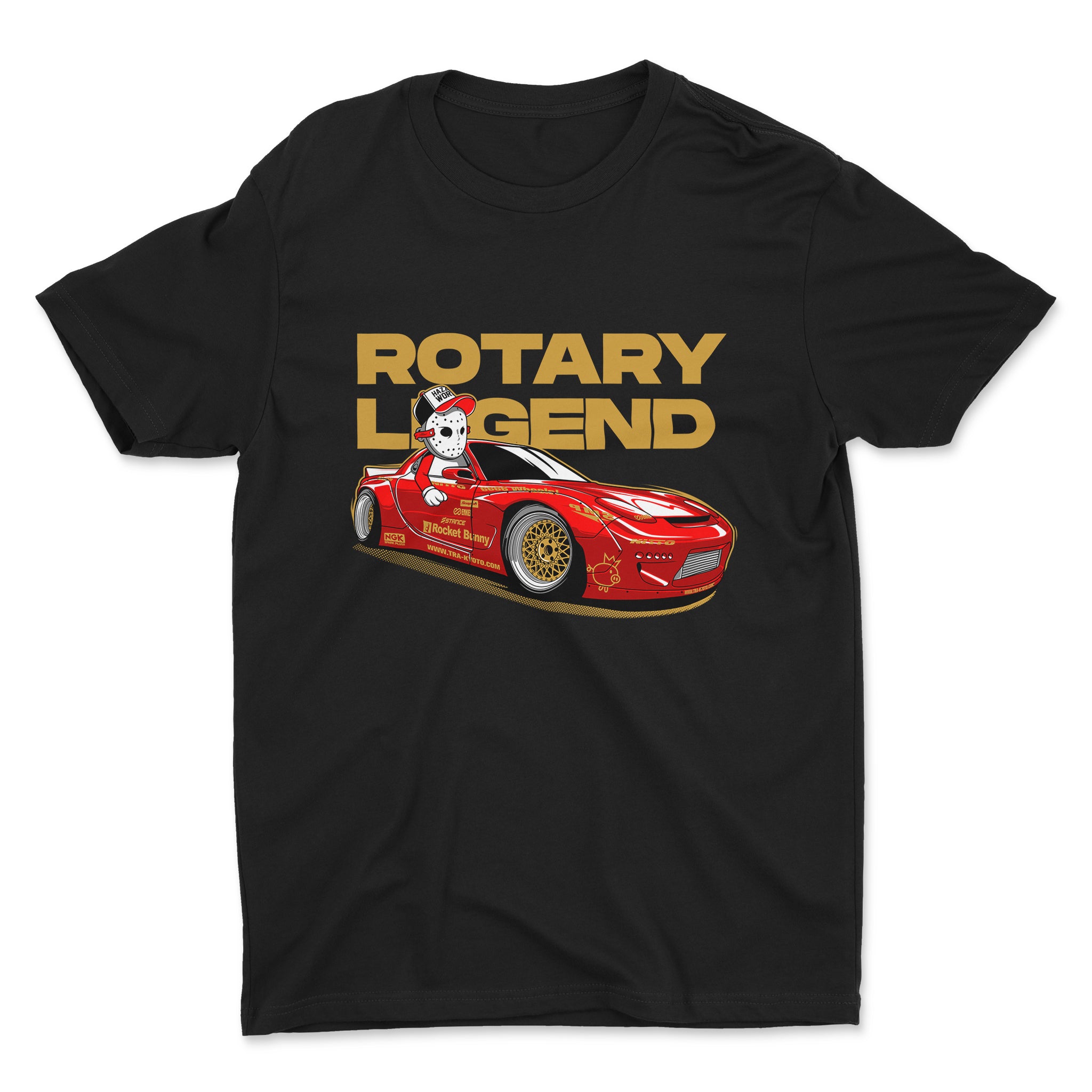 Mazda RX-7 Rotary Legend Car T-Shirt in black.