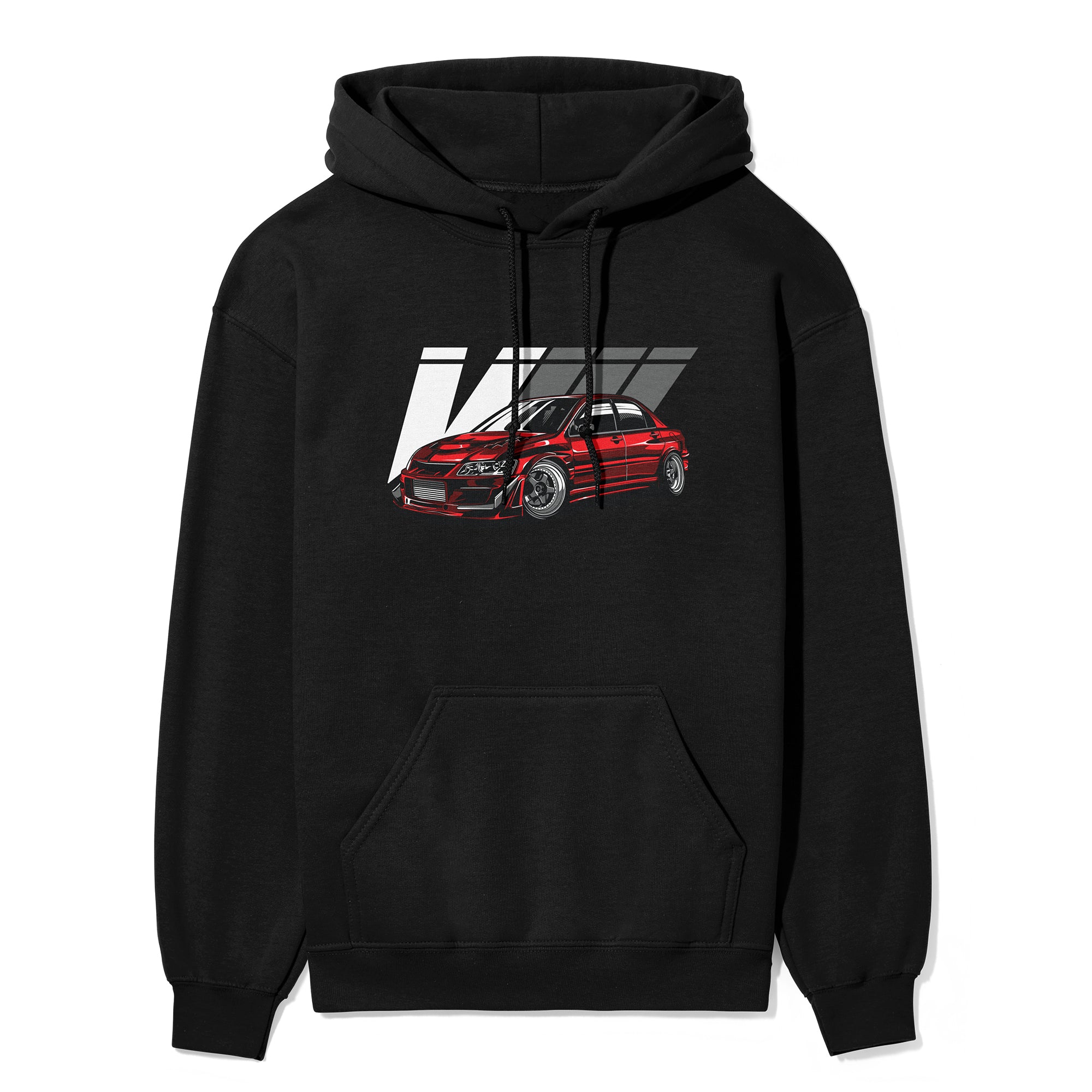 Mitsubishi Lancer EVO VIII Car Hoodie in black.