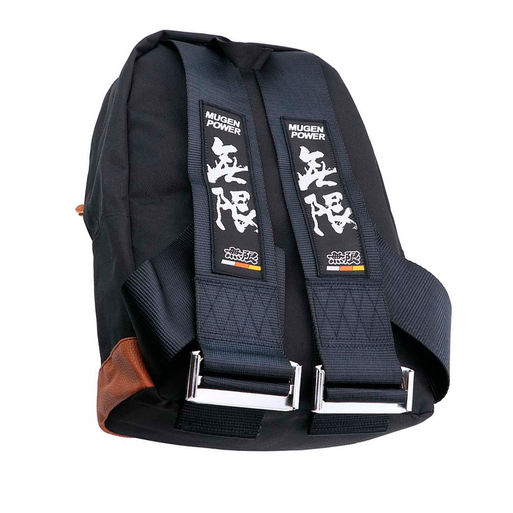 Mugen Bride Backpack with black racing harness straps. 