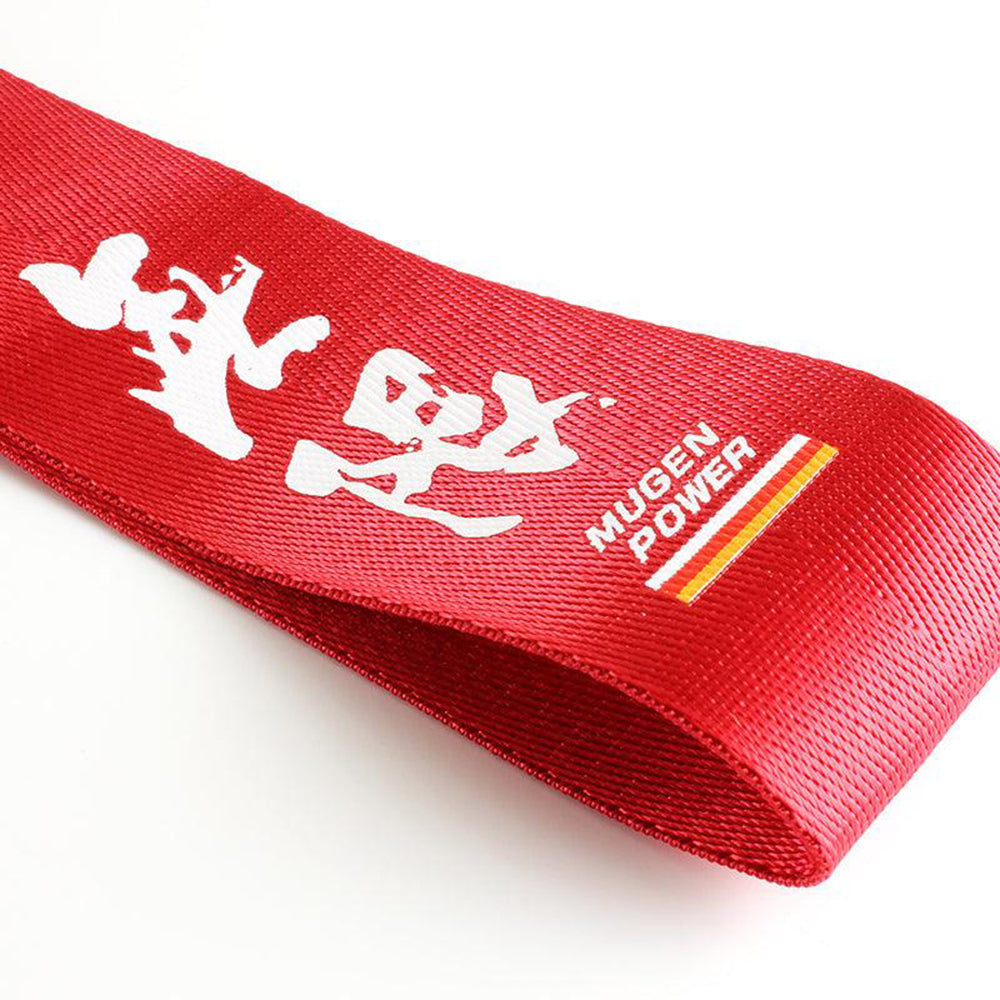 Mugen Power Tow Strap in red.