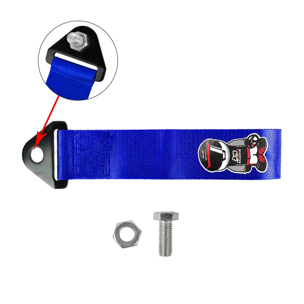 Mugen Power Tow Strap V2 in blue.