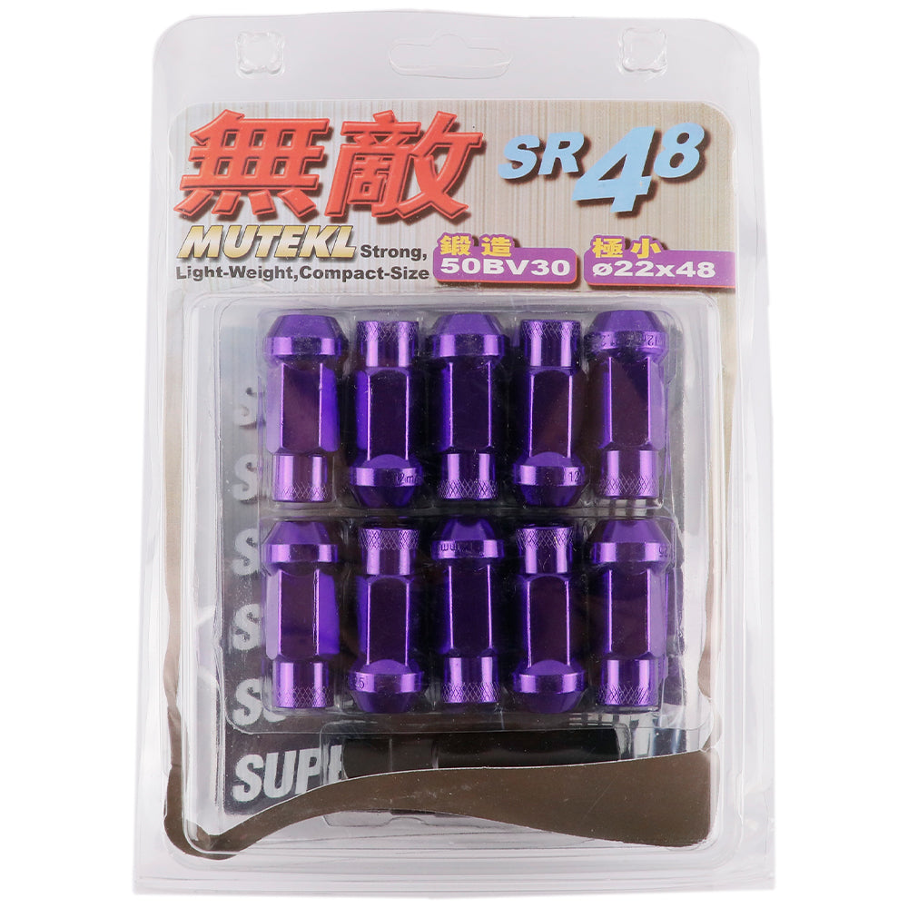 Muteki SR48 Lug Nuts in purple.
