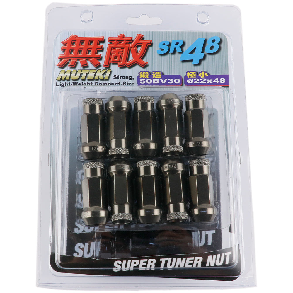 Muteki SR48 Lug Nuts in titanium.