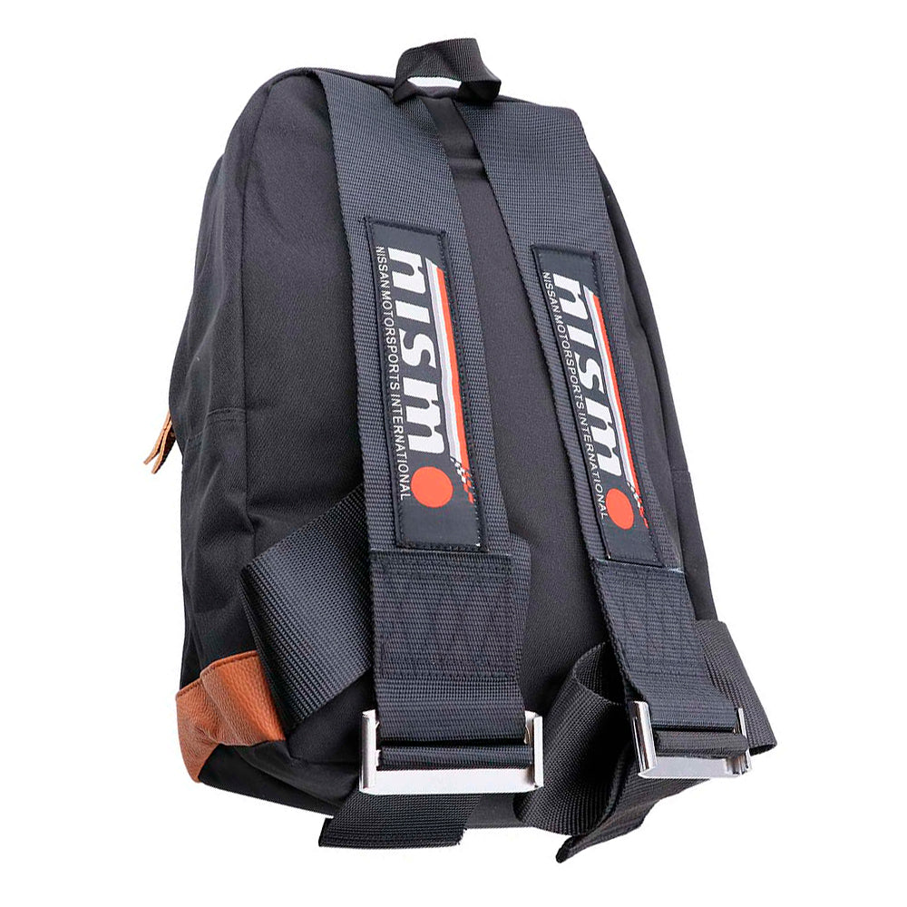 NISMO Bride Backpack with black racing harness straps. 