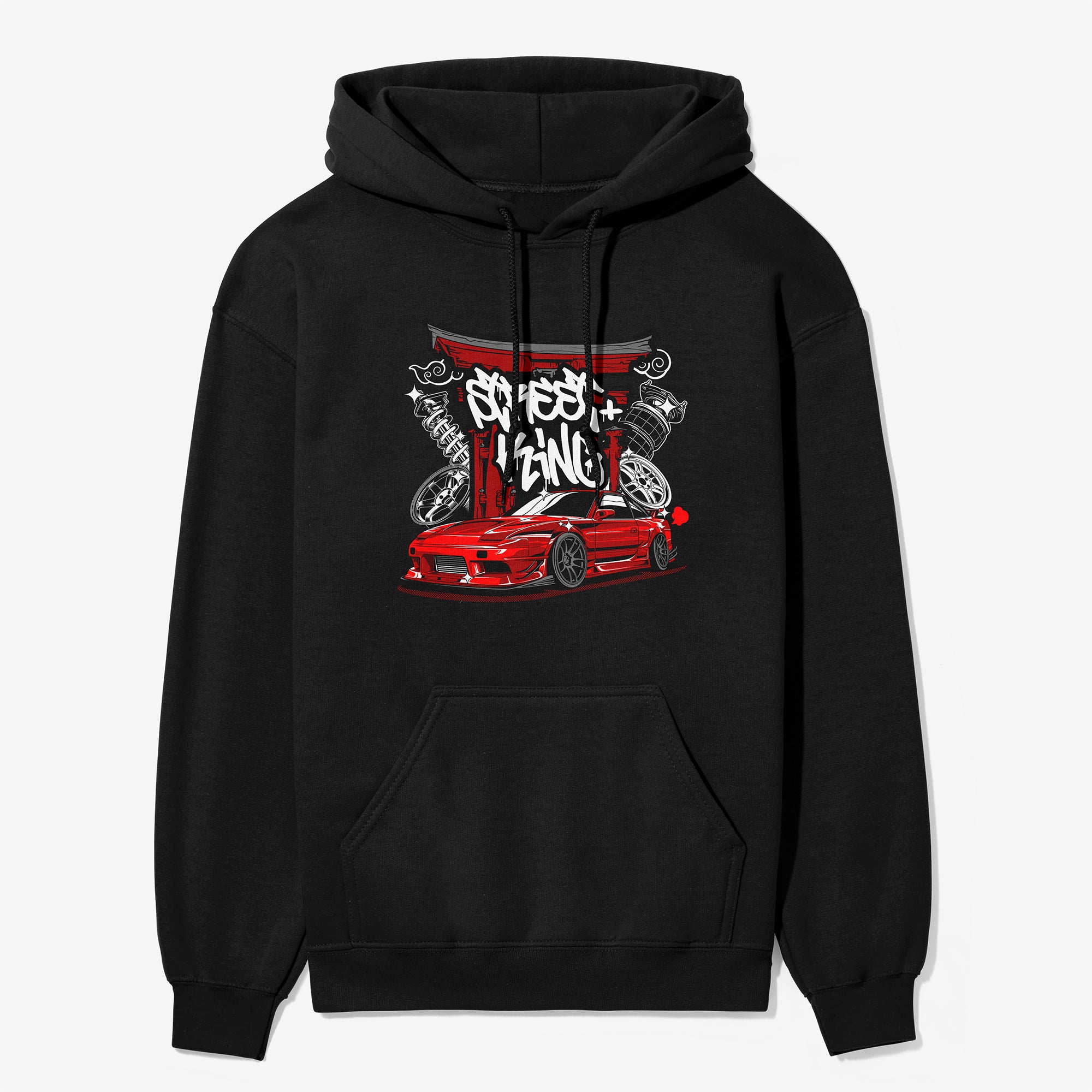 Nissan 180SX S13 Street King Car Hoodie in Black.