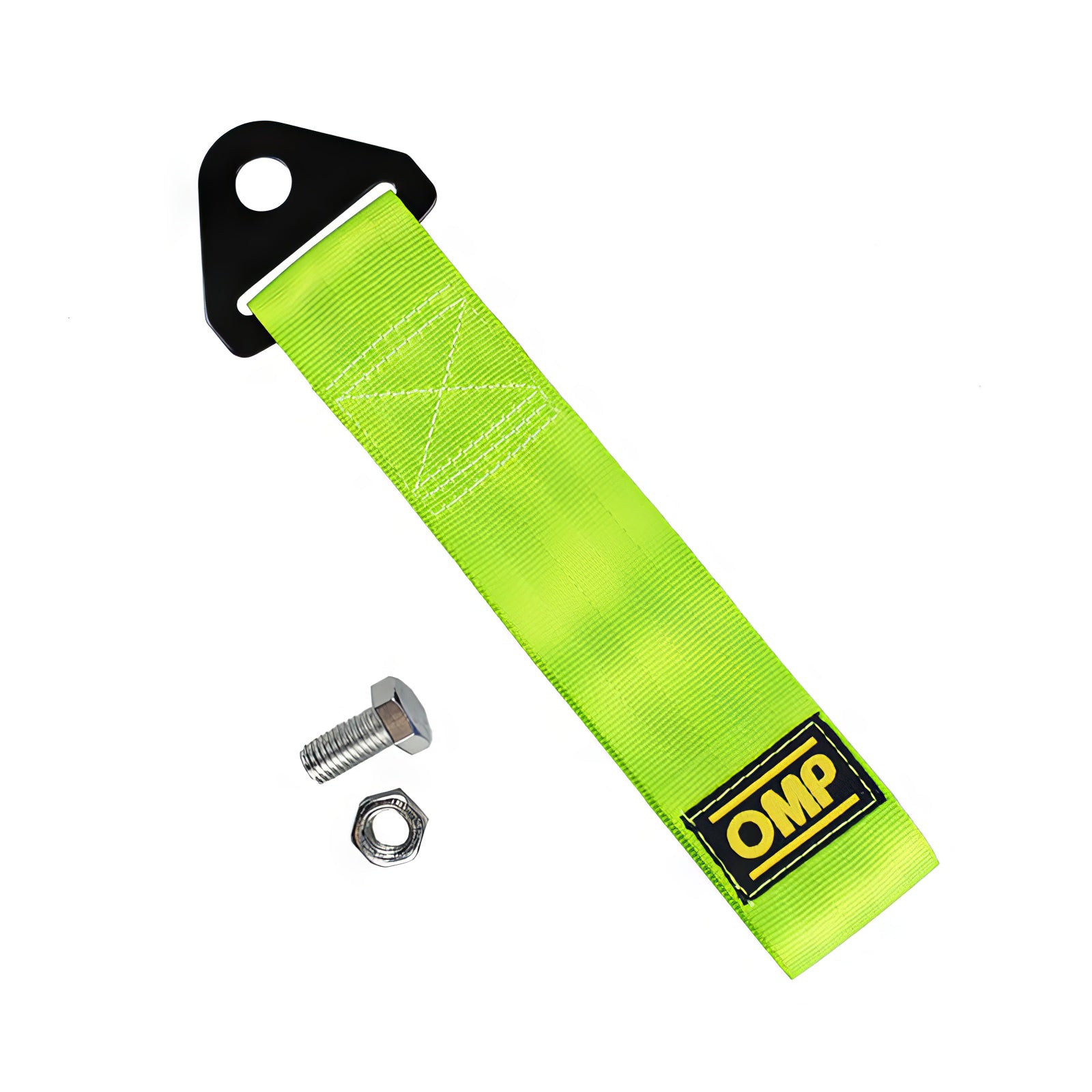 OMP racing JDM tow strap in green.