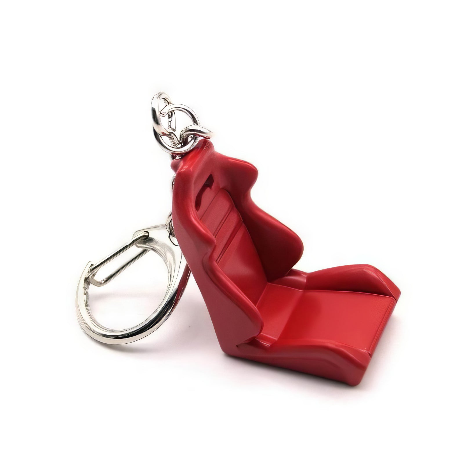 Racing seat car keychains in red.
