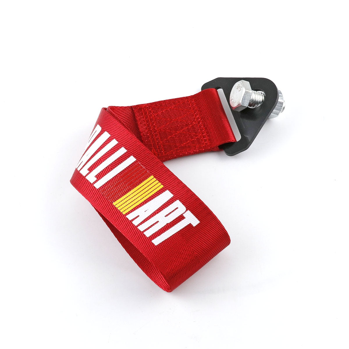 Ralliart JDM tow strap in red.