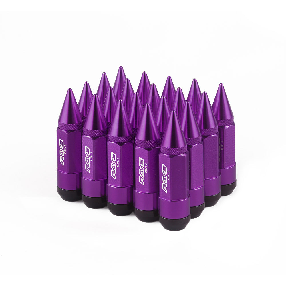 RAYS Spiked JDM Lug Nuts in purple.