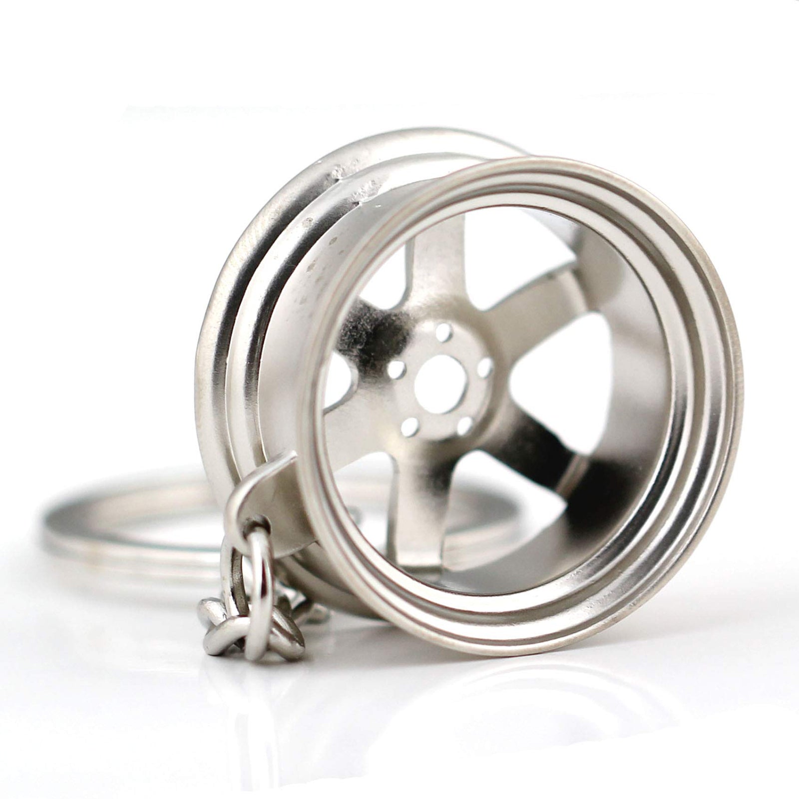 RAYS TE37 Wheel Keychain in silver.