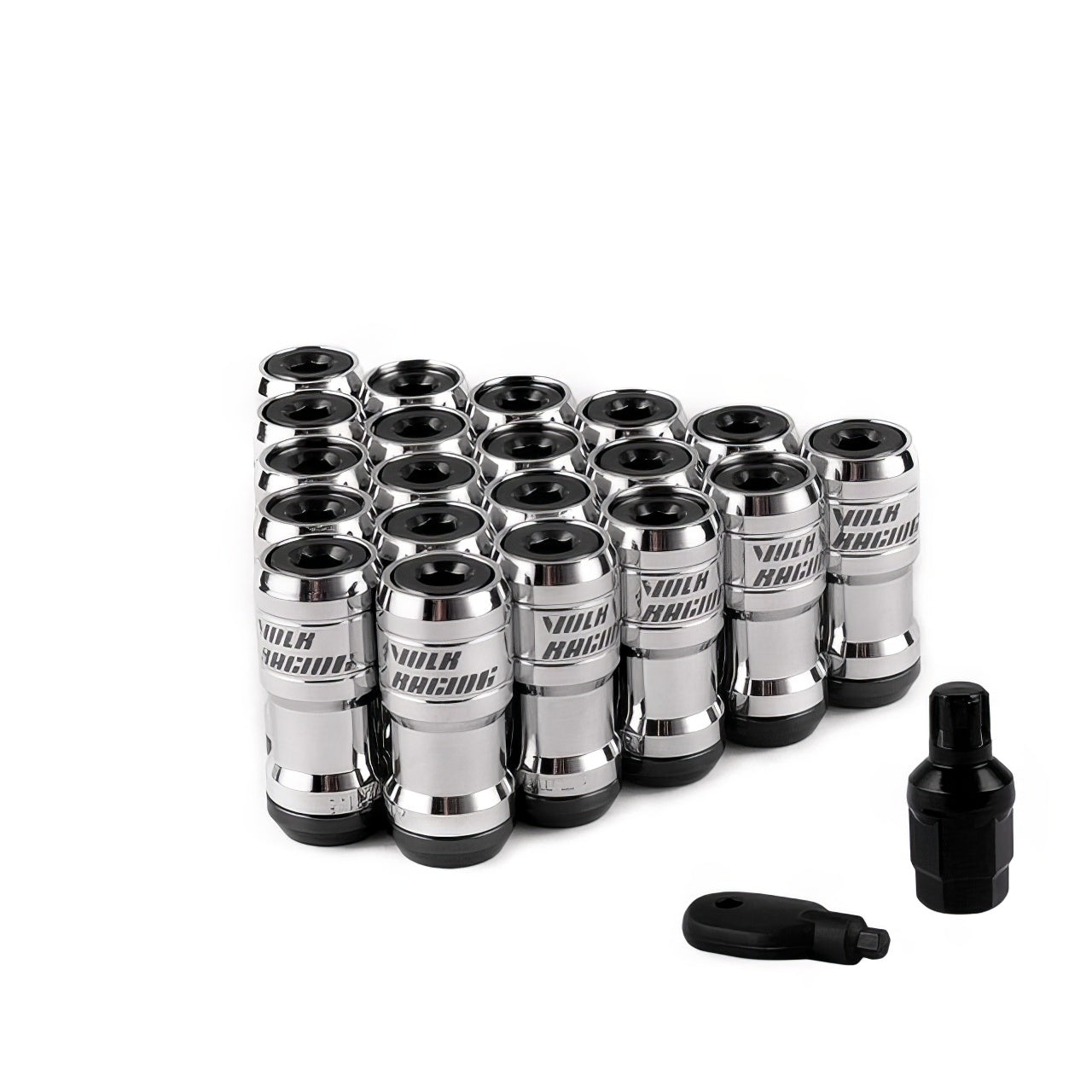 RAYS Volk Racing Formula Lug Nuts in black.