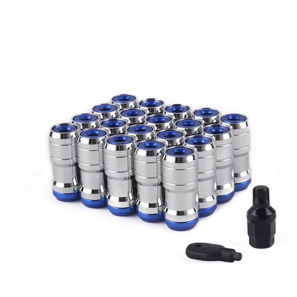 RAYS Volk Racing Formula Lug Nuts in blue.