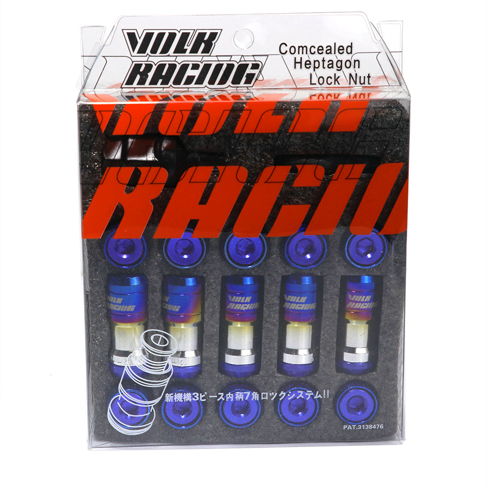 RAYS Volk Racing Formula Lug Nuts in burnt blue.