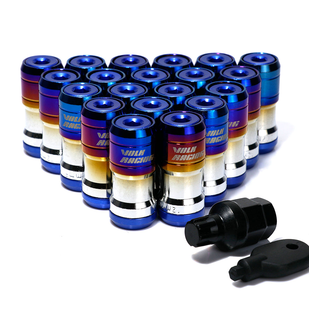 RAYS Volk Racing Formula Lug Nuts in burnt blue.