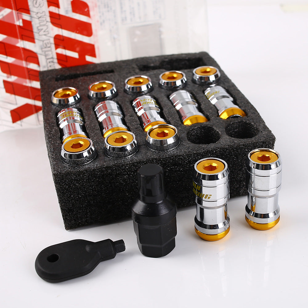 RAYS Volk Racing Formula Lug Nuts in gold.