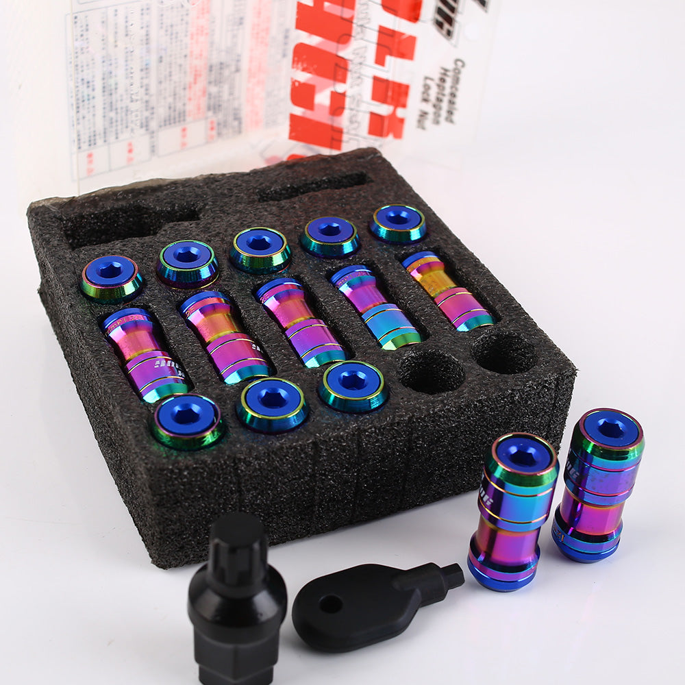 RAYS Volk Racing Formula Lug Nuts in neochrome.