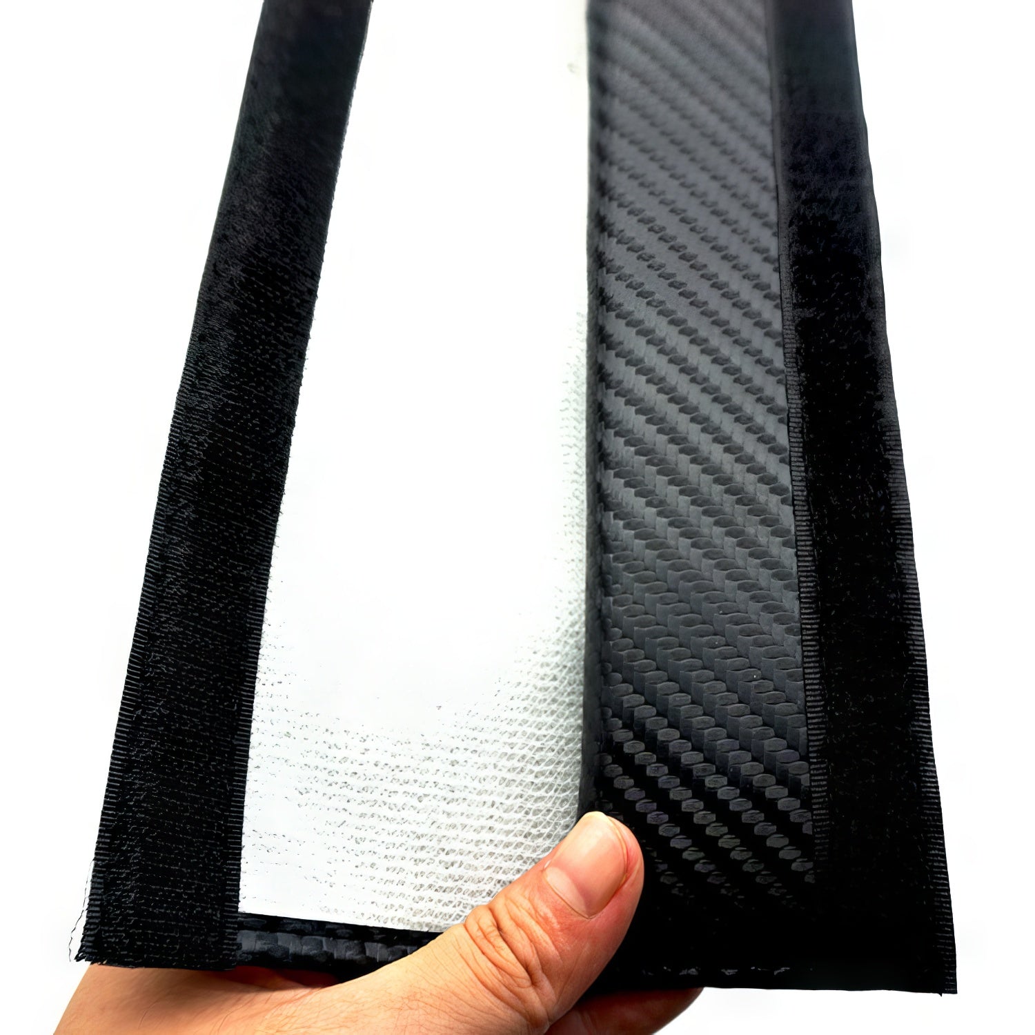 Recaro carbon style seat belt shoulder pads fabric details