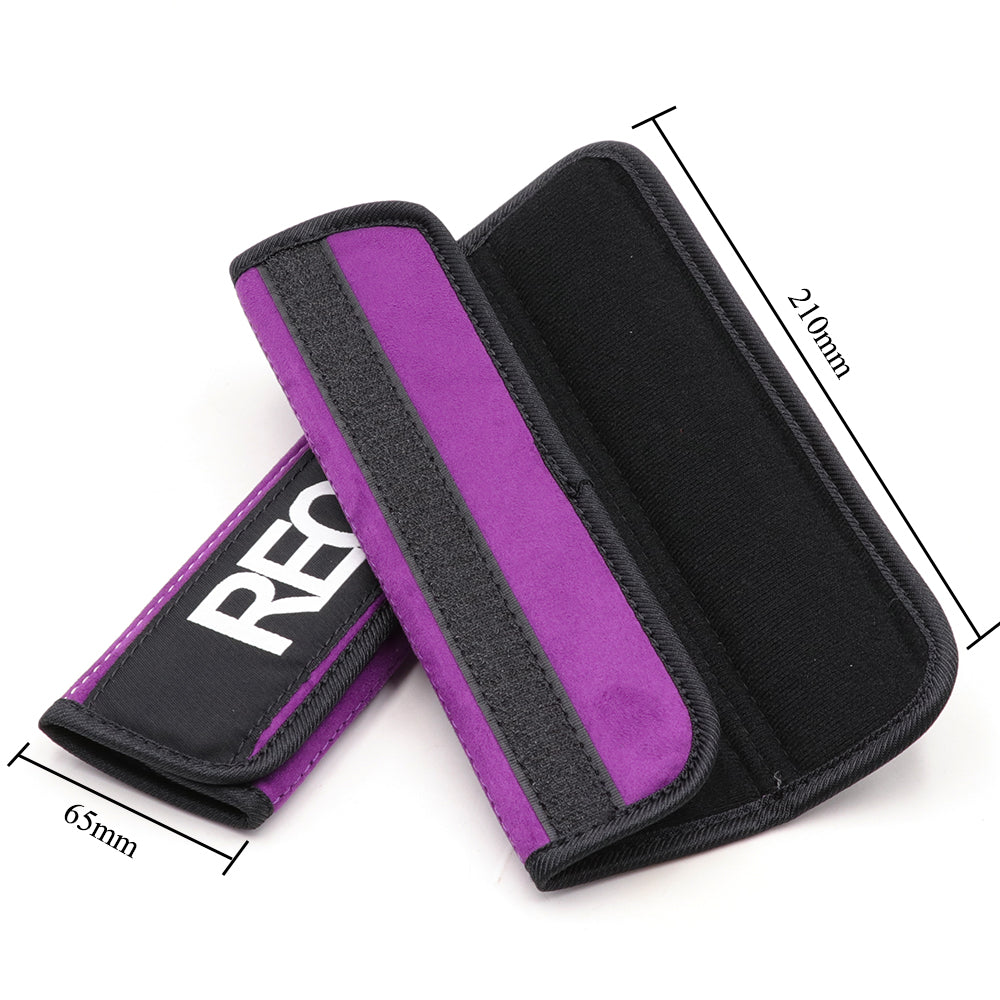 Recaro comfort seat belt shoulder pads in purple.