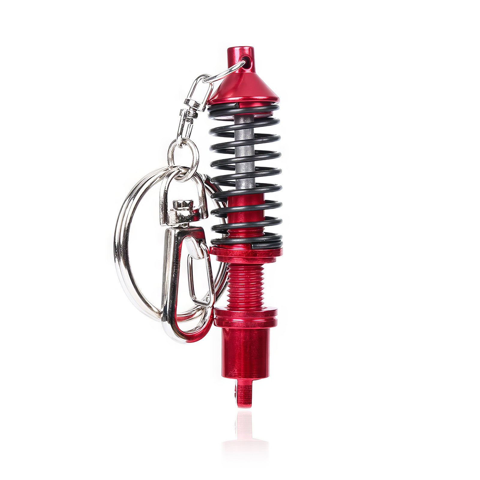 Shock Absorber Coilover Keychain in red.