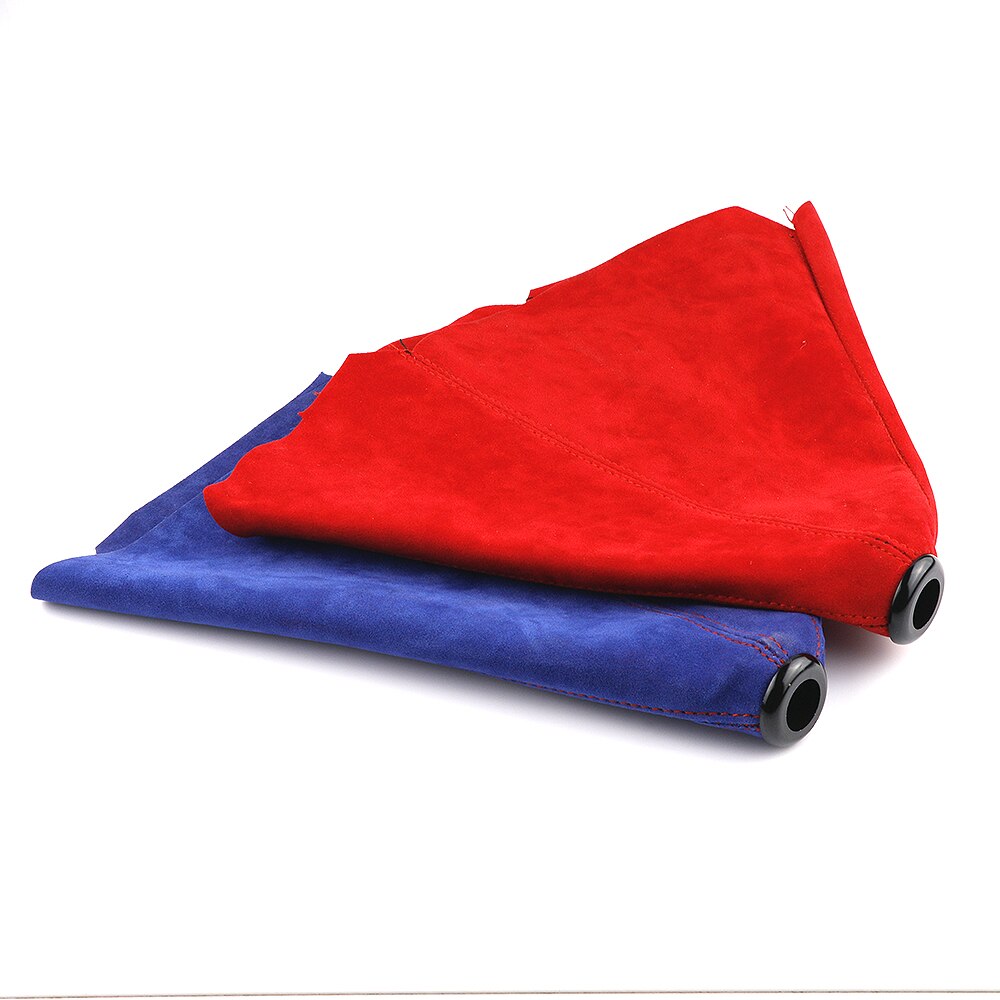 Suede Leather Gear Shift Boot Cover in red and blue.