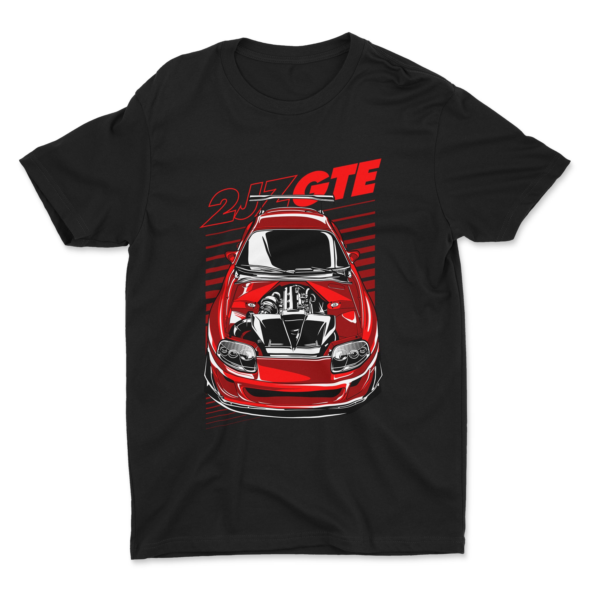 Toyota Supra MKIV 2JZ Car T-Shirt in black.