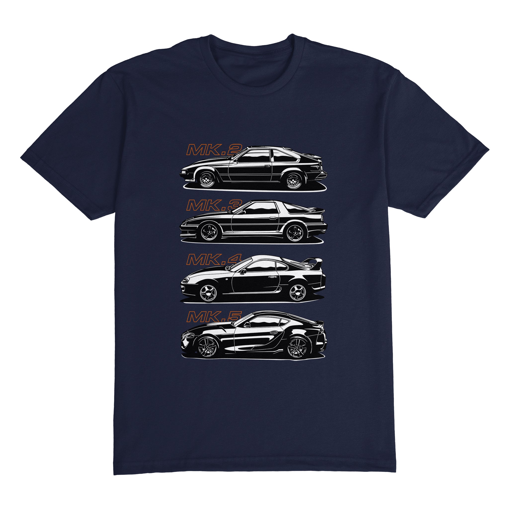 Toyota Supra History MK2, MK3, MK4, MK5 Car t-shirt in Navy
