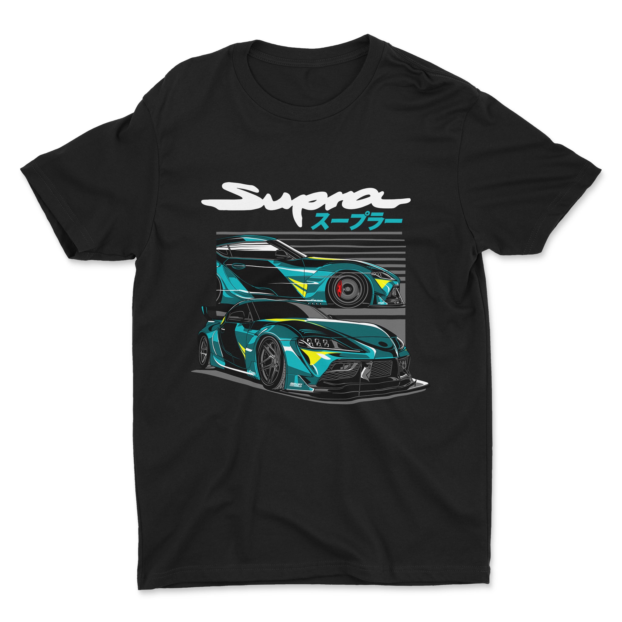 Toyota Supra MK5 A90 Car T-Shirt in black.