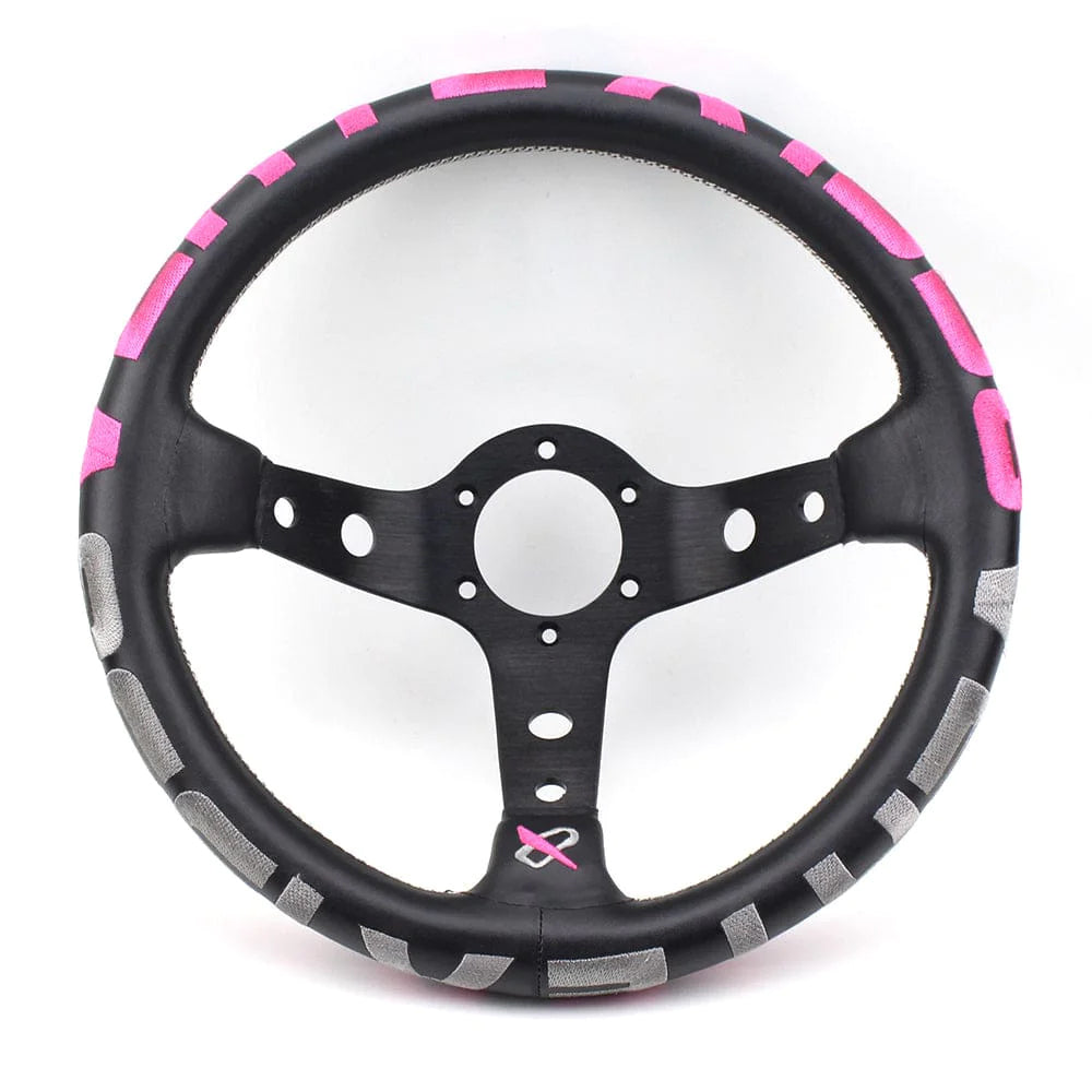Vertex 1996 JDM Leather Steering Wheel Pink 13 inch.