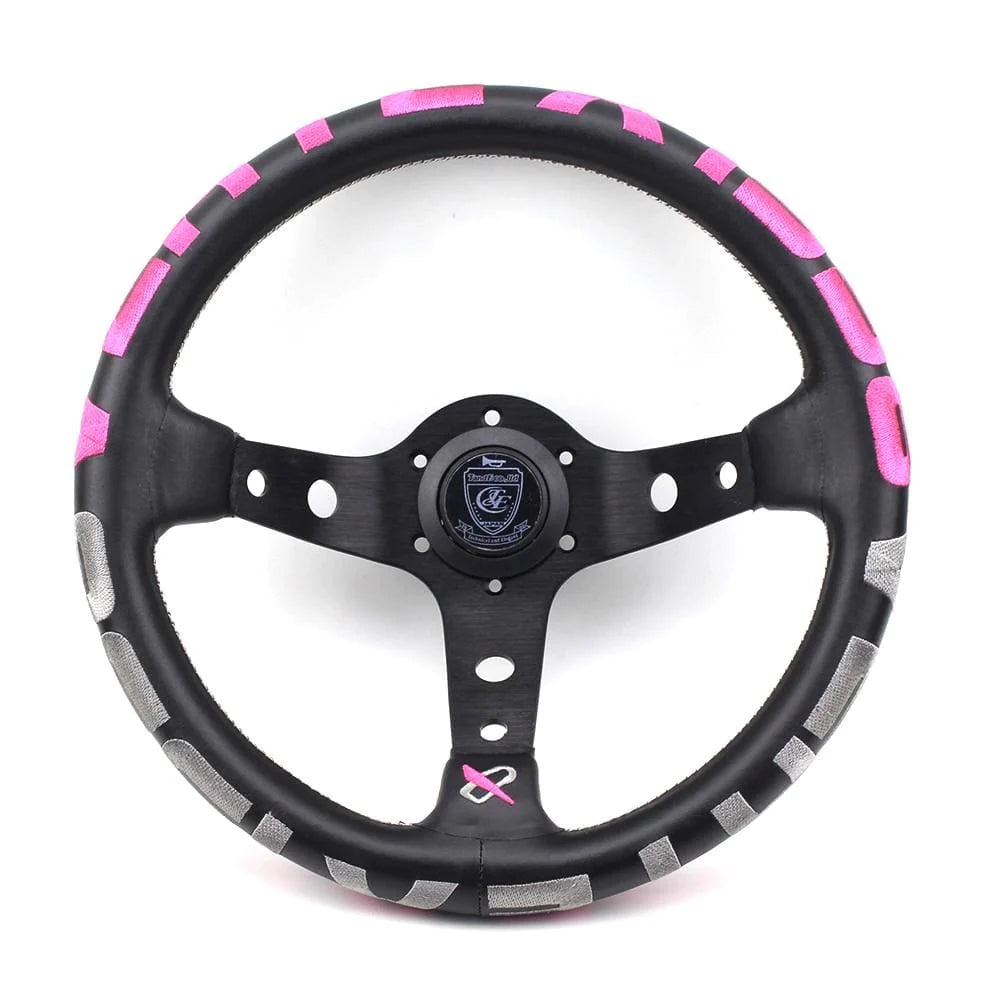 Vertex 1996 JDM Leather Steering Wheel Pink 13 inch.