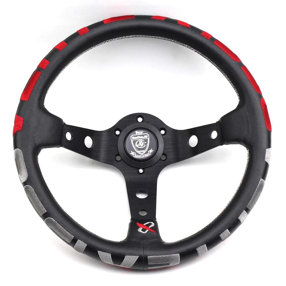 Vertex 1996 JDM Leather Steering Wheel Red 13 inch.