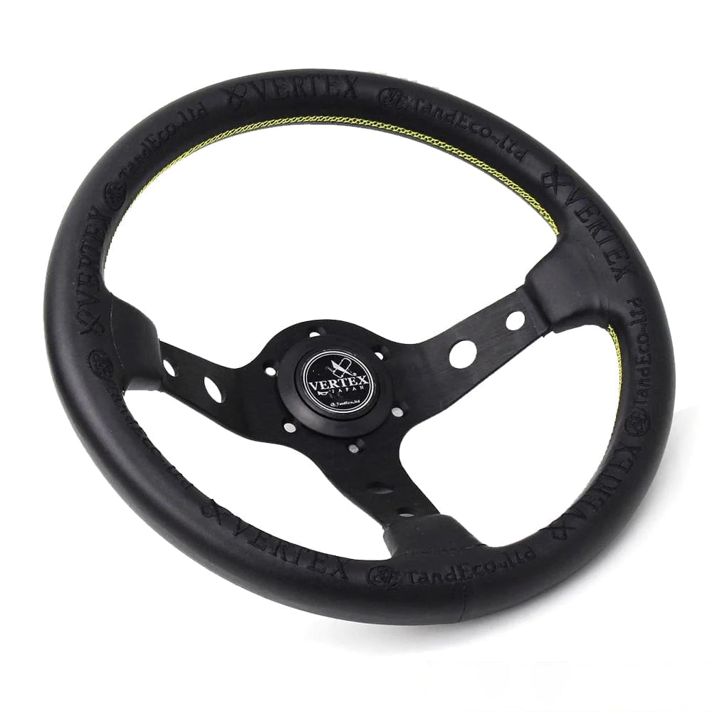 Vertex King Leather Steering Wheel Black 13 Inch.