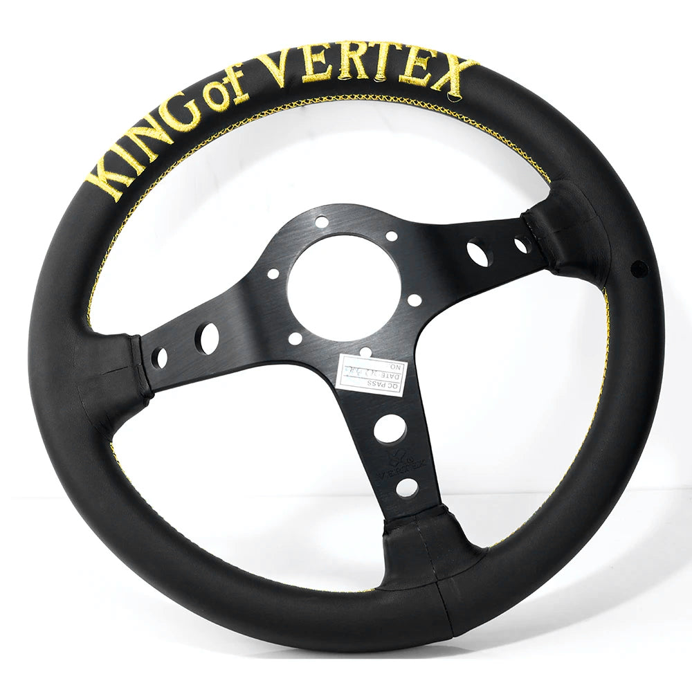 Vertex King Leather Steering Wheel Black 13 Inch.