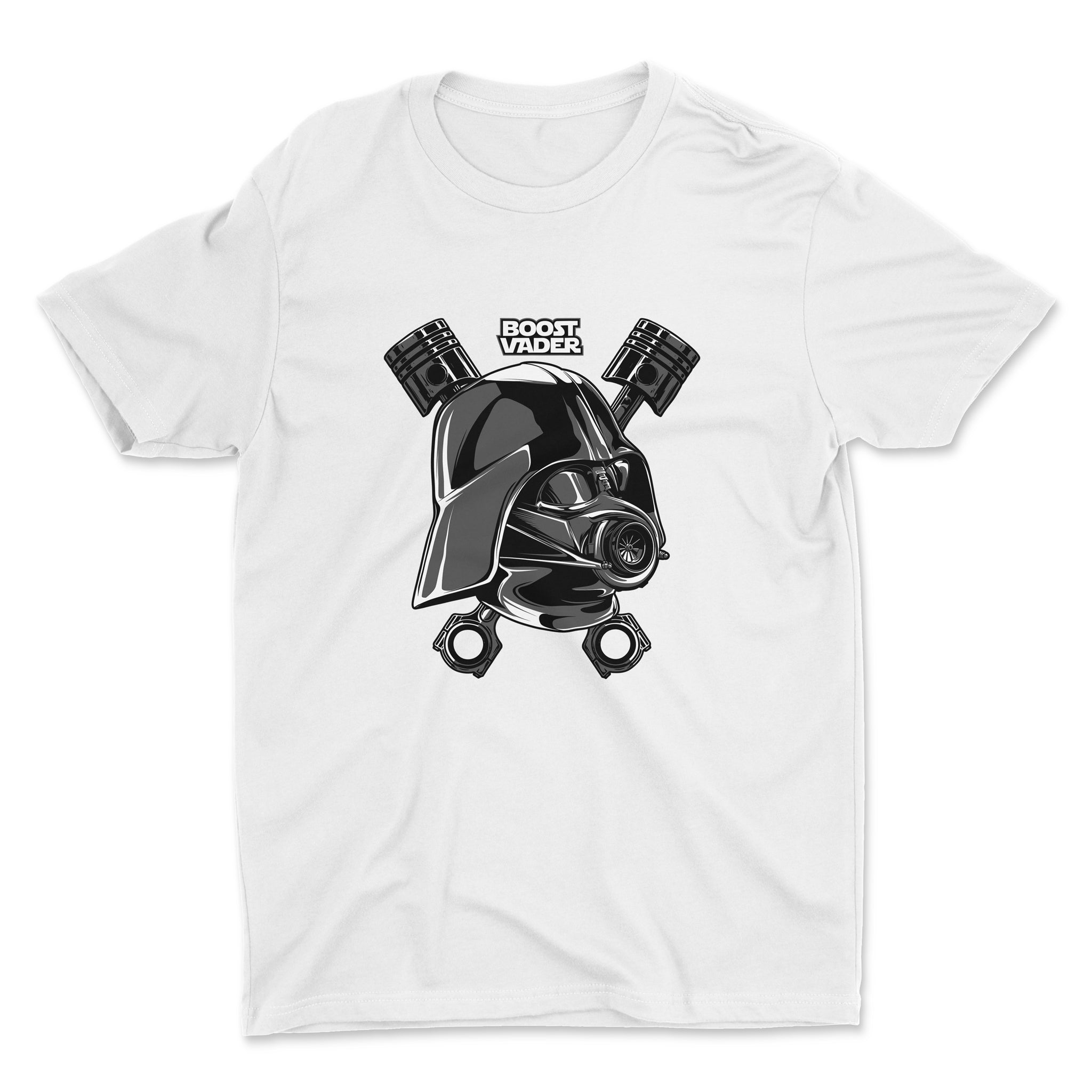 Boost Vader - Darth Vader and Turbo - Car T-Shirt White.