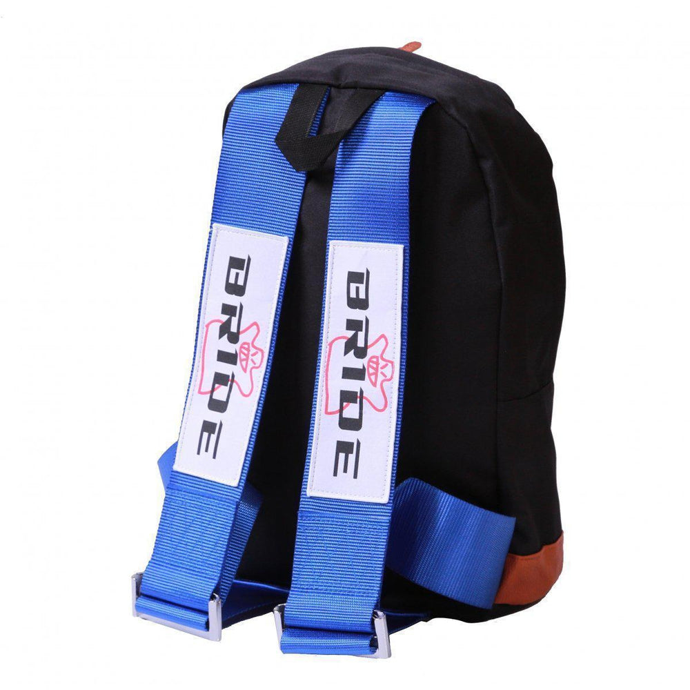 Bride JDM Backpack - Blue Racing Harness Straps with brown leather bottom