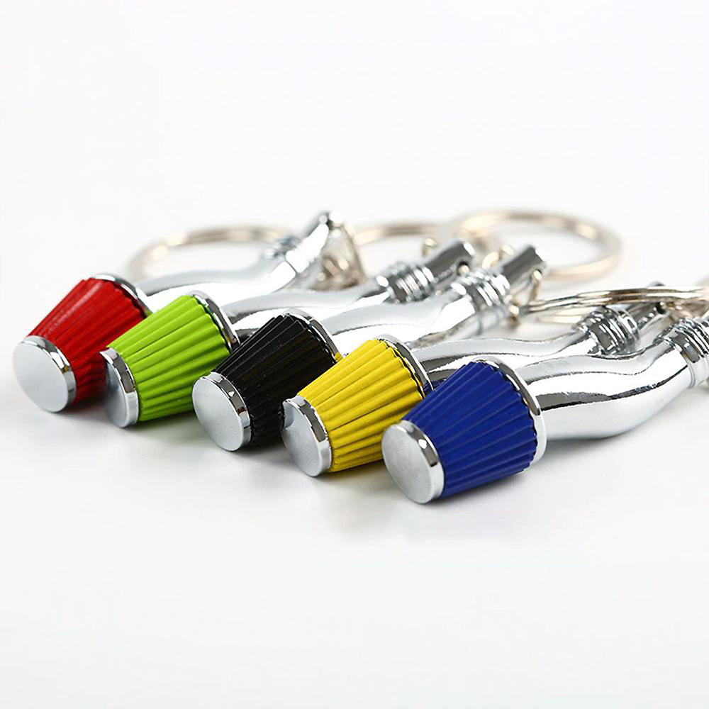 Cold Air Intake Keychain in red, green, black, yellow, and blue.